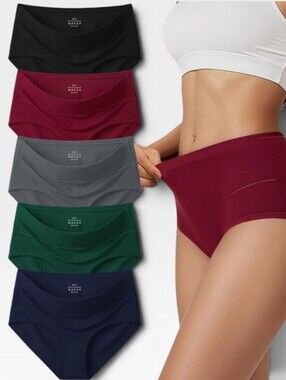 Vevmon Cotton High Waisted Full Coverage Brief Panties 5 Pack XXL